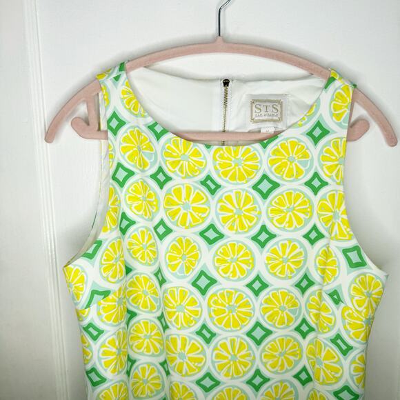 Sail to Sable STS Lemon Print Sleeveless Shift Dress Yellow Bright Novelty M - Picture 5 of 12